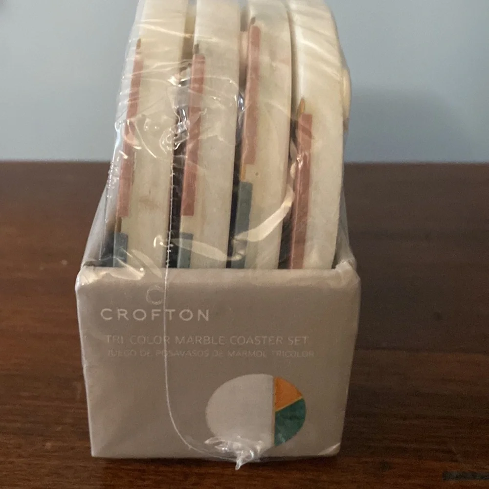 NWT TriColor Marble Coaster Set of 4